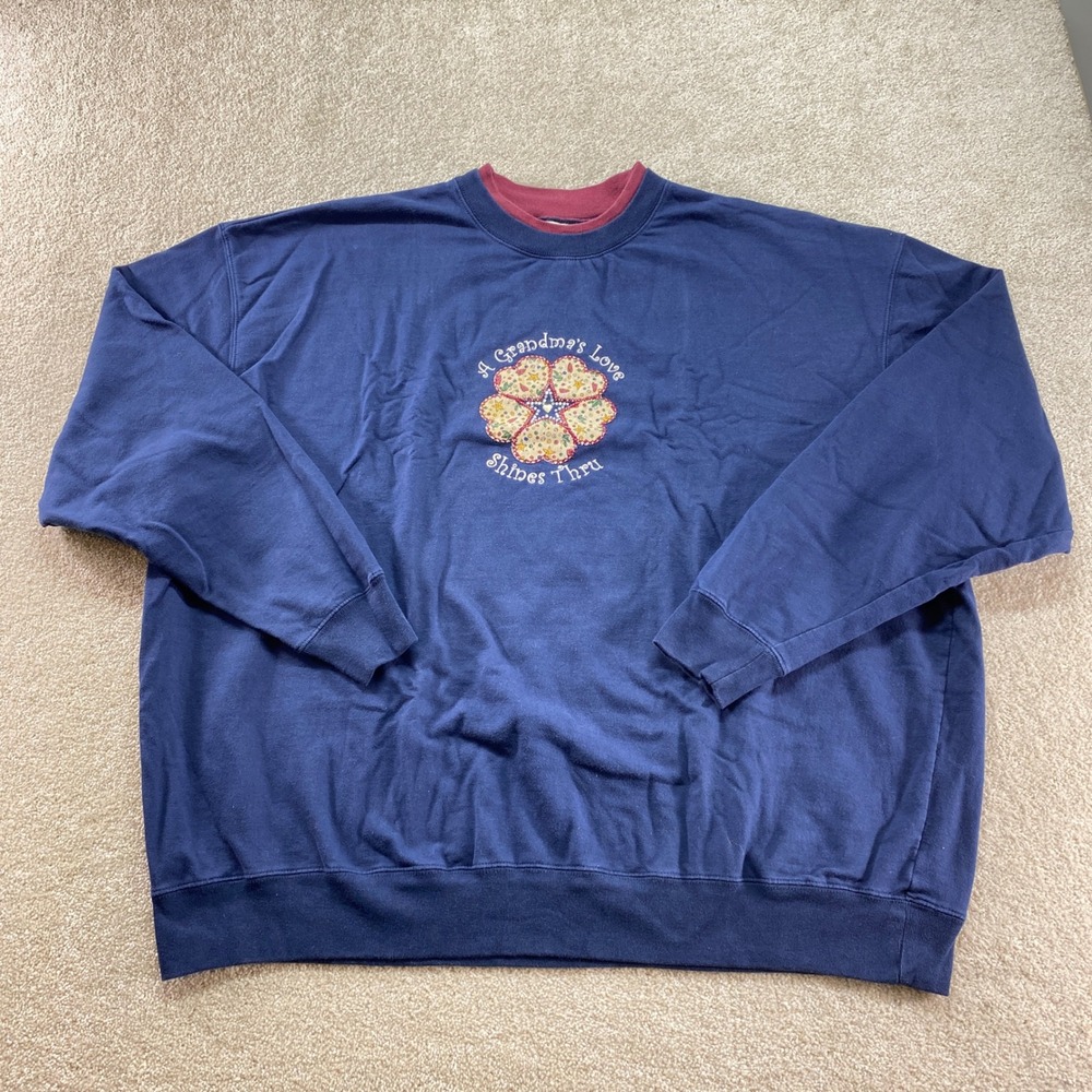 M&C Sportswear Sweatshirt‎ Womens 3X Blue Grandma Love Shines Thru Double Collar